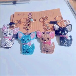 Chihuahua Rhinestone Charm For Purse Keys Car Decoration Puppy Cute Bling 🆕